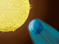 G0 star with 1 exoplanet of 0.7J at 0.045 AU loosing its atmosphere due to the heat (1200C).